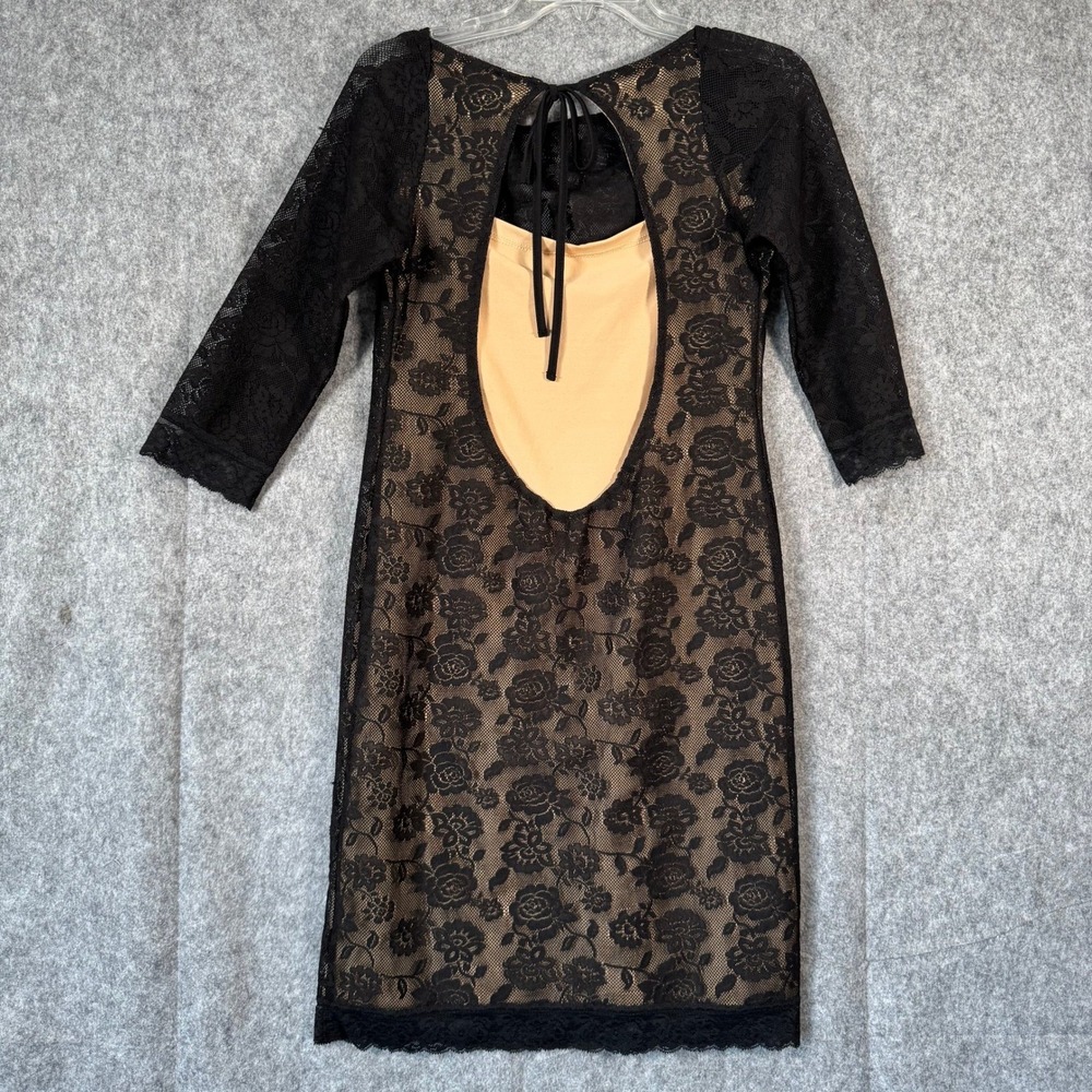 VOpen Back Lace Dress Womens Medium Black Whimsigoth Vamp Dark Romantic Event